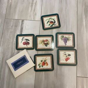 Vintage Ashdene Fruit on The Vine 6 Coaster Set with Cork Backs